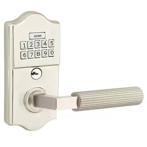 Emtek Classic - L-Square Straight Knurled Lever Electronic Keypad Lock by Emtek