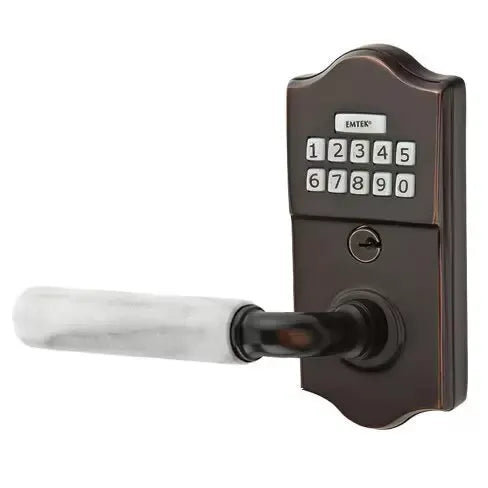 Emtek Modern - R-Bar White Marble Lever Electronic Keypad Lock by Emtek