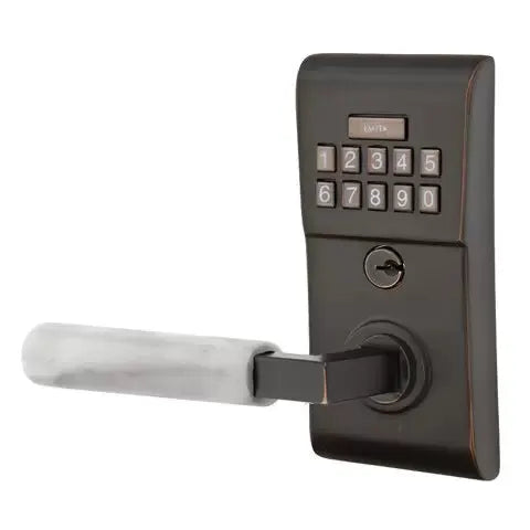 Emtek Modern - L-Square White Marble Lever Electronic Keypad Lock by Emtek