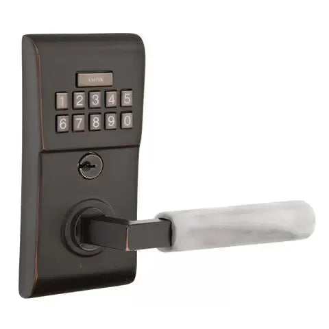 Emtek Modern - L-Square White Marble Lever Electronic Keypad Lock by Emtek