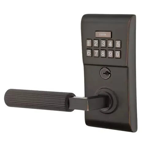 Emtek Modern - L-Square Straight Knurled Lever Electronic Keypad Lock by Emtek
