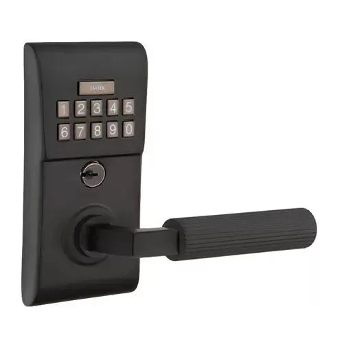Emtek Modern - L-Square Straight Knurled Lever Electronic Keypad Lock by Emtek