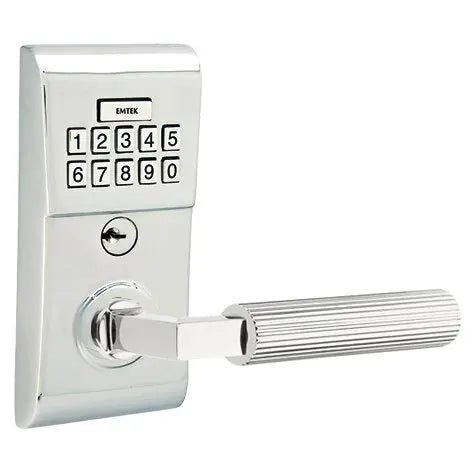 Emtek Modern - L-Square Straight Knurled Lever Electronic Keypad Lock by Emtek