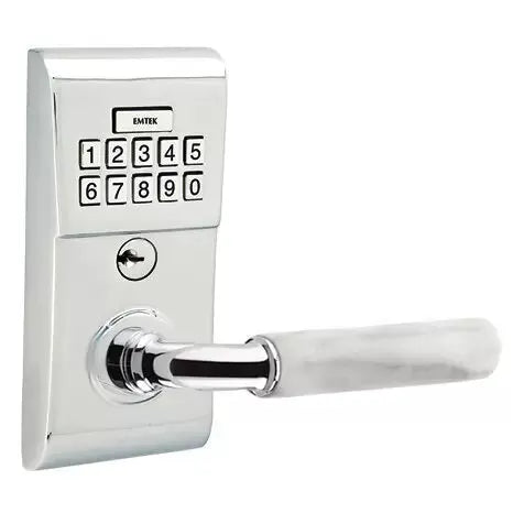 Emtek Modern - R-Bar White Marble Lever Electronic Keypad Lock by Emtek