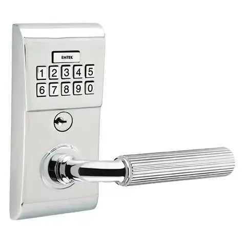 Emtek Modern - R-Bar Straight Knurled Lever Electronic Keypad Lock by Emtek