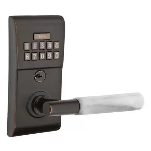 Emtek Modern - T-Bar White Marble Lever Electronic Keypad Lock by Emtek