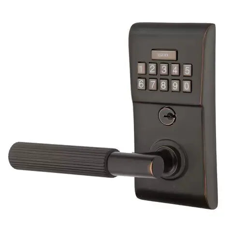 Emtek Modern - T-Bar Straight Knurled Lever Electronic Keypad Lock by Emtek