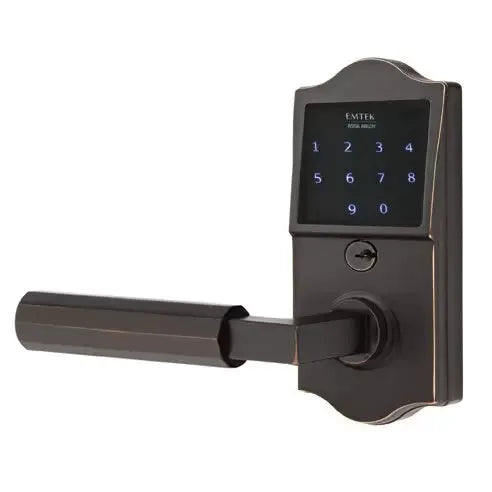 Emtek Emtouch Classic - L-Square Faceted Lever Electronic Touchscreen Lock by Emtek