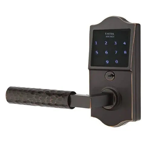 Emtek Emtouch Classic - L-Square Hammered Lever Electronic Touchscreen Lock by Emtek