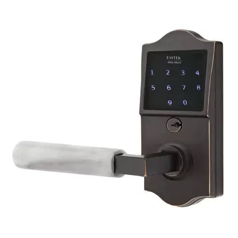 Emtek Emtouch Classic - L-Square White Marble Lever Electronic Touchscreen Lock by Emtek