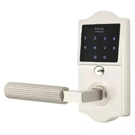 Emtek Emtouch Classic - L-Square Straight Knurled Lever Electronic Touchscreen Lock by Emtek