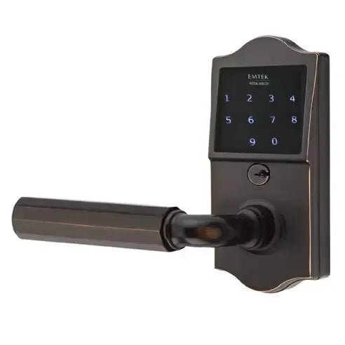 Emtek Emtouch Classic - R-Bar Faceted Lever Electronic Touchscreen Lock by Emtek