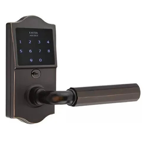 Emtek Emtouch Classic - R-Bar Faceted Lever Electronic Touchscreen Lock by Emtek