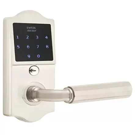 Emtek Emtouch Classic - R-Bar Faceted Lever Electronic Touchscreen Lock by Emtek