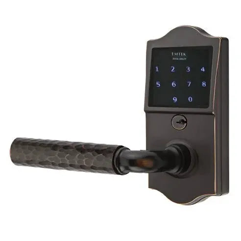 Emtek Emtouch Classic - R-Bar Hammered Lever Electronic Touchscreen Lock by Emtek