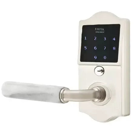 Emtek Emtouch Classic - R-Bar White Marble Lever Electronic Touchscreen Lock by Emtek