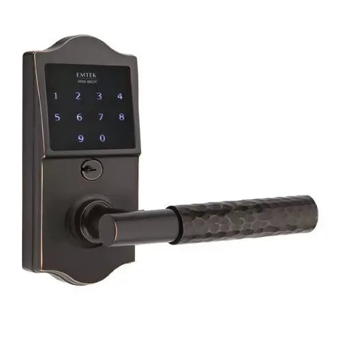 Emtek Emtouch Classic - T-Bar Hammered Lever Electronic Touchscreen Lock by Emtek