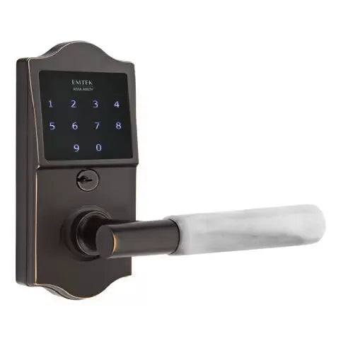 Emtek Emtouch Classic - T-Bar White Marble Lever Electronic Touchscreen Lock by Emtek