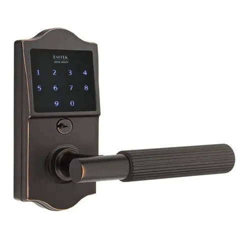 Emtek Emtouch Classic - T-Bar Straight Knurled Lever Electronic Touchscreen Lock by Emtek