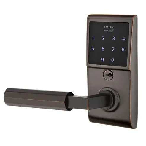 Emtek Emtouch - L-Square Faceted Lever Electronic Touchscreen Lock by Emtek