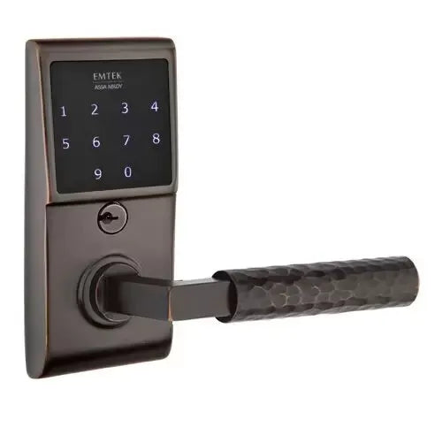 Emtek Emtouch - L-Square Hammered Lever Electronic Touchscreen Lock by Emtek