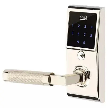 Emtek Emtouch - L-Square Knurled Lever Electronic Touchscreen Lock by Emtek
