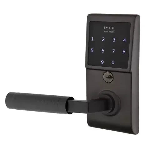 Emtek Emtouch - L-Square Knurled Lever Electronic Touchscreen Lock by Emtek