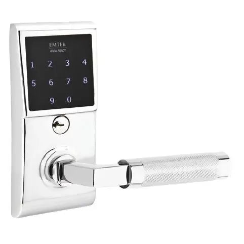 Emtek Emtouch - L-Square Knurled Lever Electronic Touchscreen Lock by Emtek