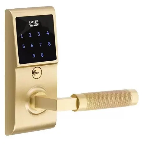 Emtek Emtouch - L-Square Knurled Lever Electronic Touchscreen Lock by Emtek