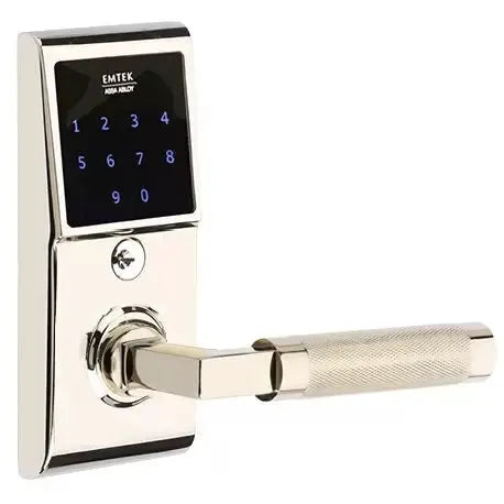 Emtek Emtouch - L-Square Knurled Lever Electronic Touchscreen Lock by Emtek