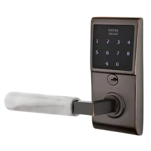 Emtek Emtouch - L-Square White Marble Lever Electronic Touchscreen Lock by Emtek