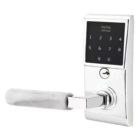 Emtek Emtouch - L-Square White Marble Lever Electronic Touchscreen Lock by Emtek