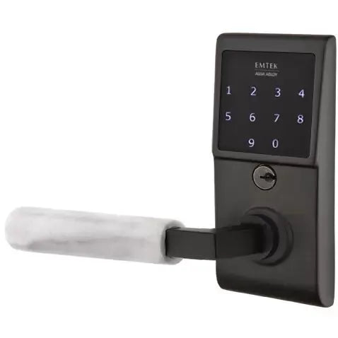 Emtek Emtouch - L-Square White Marble Lever Electronic Touchscreen Lock by Emtek