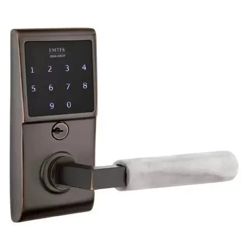 Emtek Emtouch - L-Square White Marble Lever Electronic Touchscreen Lock by Emtek