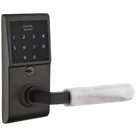 Emtek Emtouch - L-Square White Marble Lever Electronic Touchscreen Lock by Emtek