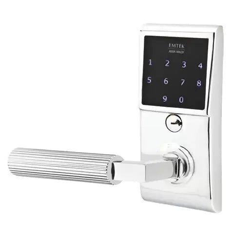 Emtek Emtouch - L-Square Straight Knurled Lever Electronic Touchscreen Lock by Emtek