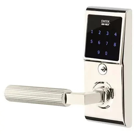 Emtek Emtouch - L-Square Straight Knurled Lever Electronic Touchscreen Lock by Emtek
