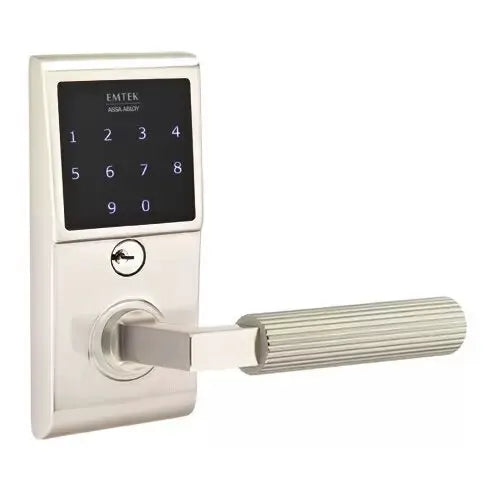 Emtek Emtouch - L-Square Straight Knurled Lever Electronic Touchscreen Lock by Emtek