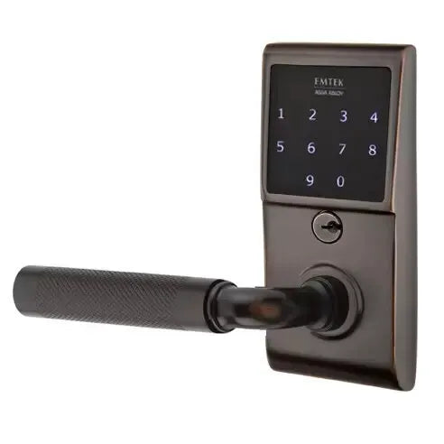 Emtek Emtouch - R-Bar Knurled Lever Electronic Touchscreen Lock by Emtek