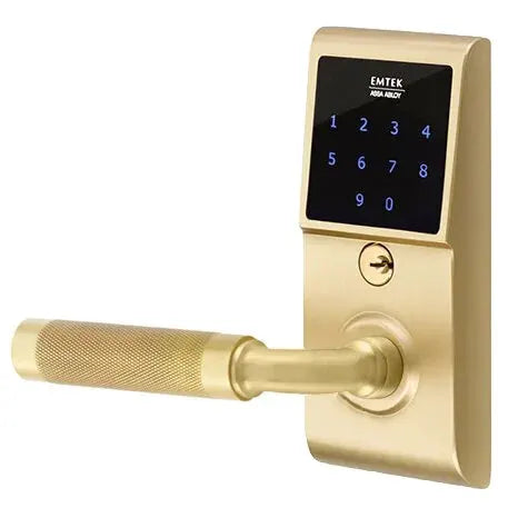 Emtek Emtouch - R-Bar Knurled Lever Electronic Touchscreen Lock by Emtek