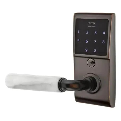 Emtek Emtouch - R-Bar White Marble Lever Electronic Touchscreen Lock by Emtek