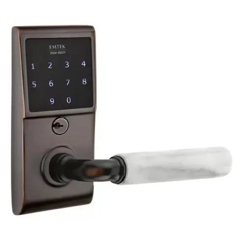 Emtek Emtouch - R-Bar White Marble Lever Electronic Touchscreen Lock by Emtek