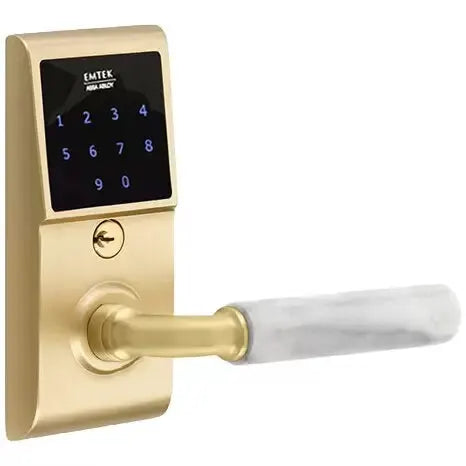 Emtek Emtouch - R-Bar White Marble Lever Electronic Touchscreen Lock by Emtek