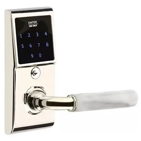 Emtek Emtouch - R-Bar White Marble Lever Electronic Touchscreen Lock by Emtek