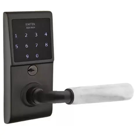 Emtek Emtouch - R-Bar White Marble Lever Electronic Touchscreen Lock by Emtek