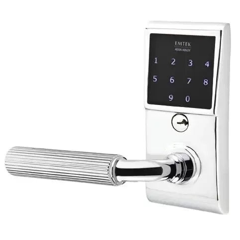 Emtek Emtouch - R-Bar Straight Knurled Lever Electronic Touchscreen Lock by Emtek