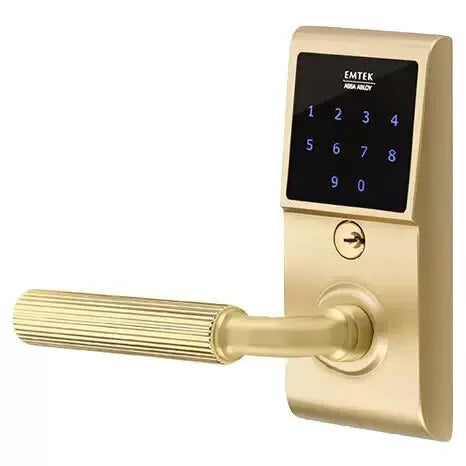Emtek Emtouch - R-Bar Straight Knurled Lever Electronic Touchscreen Lock by Emtek