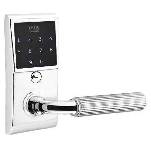 Emtek Emtouch - R-Bar Straight Knurled Lever Electronic Touchscreen Lock by Emtek