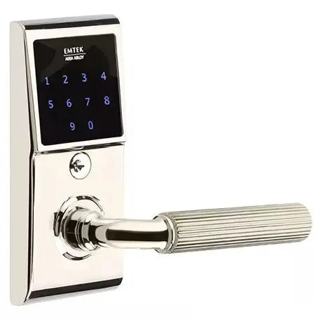 Emtek Emtouch - R-Bar Straight Knurled Lever Electronic Touchscreen Lock by Emtek