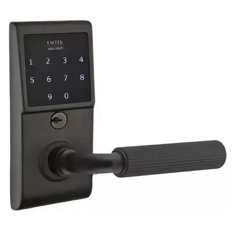 Emtek Emtouch - R-Bar Straight Knurled Lever Electronic Touchscreen Lock by Emtek